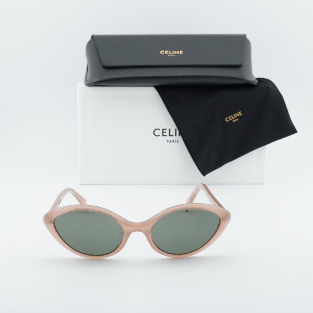 Celine CL40264U 74N Sunglasses Pink Glitter Cat Eye Frame, Green Lenses - Picture 10 of 10